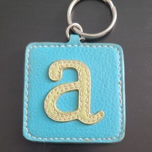 Blue Keychain with Green Letter A